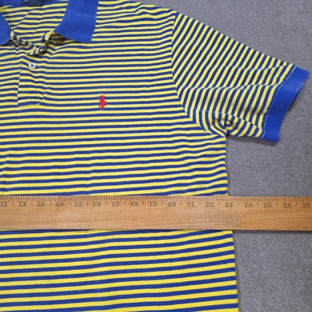 Vintage‎ Blue Tag Polo Ralph Lauren Shirt Mens 2xl Yellow Striped Red Logo